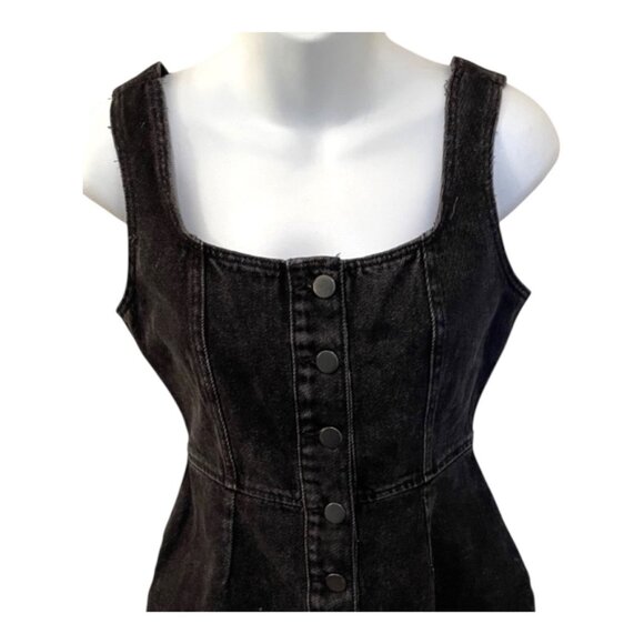 Urban Outfitters Black Corduroy Jumper Size 0 Mini Dress Sleeveless Button - Picture 3 of 8